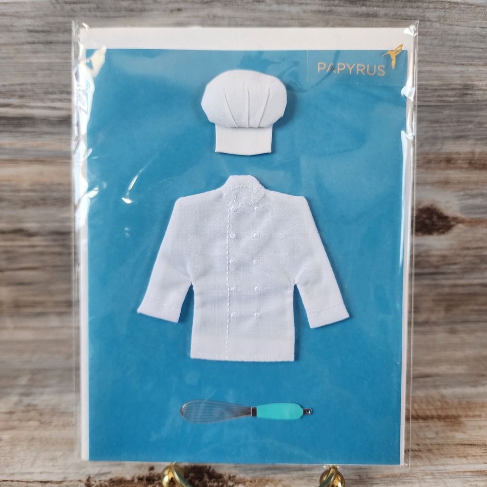 Papyrus Blank Greeting Card 3D Chef Coat Hat Whisk Culinary Theme 11086612